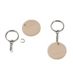 100 Pcs Round Wooden Discs with Keychain Wood Tags with Hole Reminder Record Calendar Wood Chips DIY Crafts