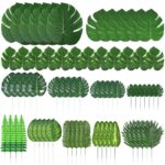 103 Pieces 12 Kinds Artificial Palm Leaves with Stems Jungle Leaves Decorations for Party Decorations Diy Garden Home Decor