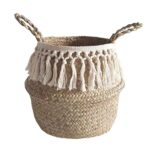 2021 New Simplicity Seagrass Wicker Basket Flower Pot Folding Basket Storage Basket Decoration Planter Flower Pot Garden