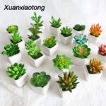Mini Vivid Cactus Succulent Home Garden Decoration Artificial Bonsai Plant with Vase for Office Table Decor Indoor Fake Plants