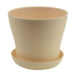 Plastic Plant Flower Pot Planter With Saucer Tray Round Gloss Home Garden Decor