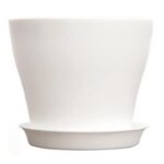 Plastic Plant Flower Pot Planter With Saucer Tray Round Gloss Home Garden Decor