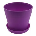 Plastic Plant Flower Pot Planter With Saucer Tray Round Gloss Home Garden Decor