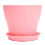 Plastic Plant Flower Pot Planter With Saucer Tray Round Gloss Home Garden Decor