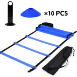 Soccer Speed Agility Train Kit 19Ft Flat Ladder 10pcs Training Cone Markers Sports Athletic Speed Training Accessories
